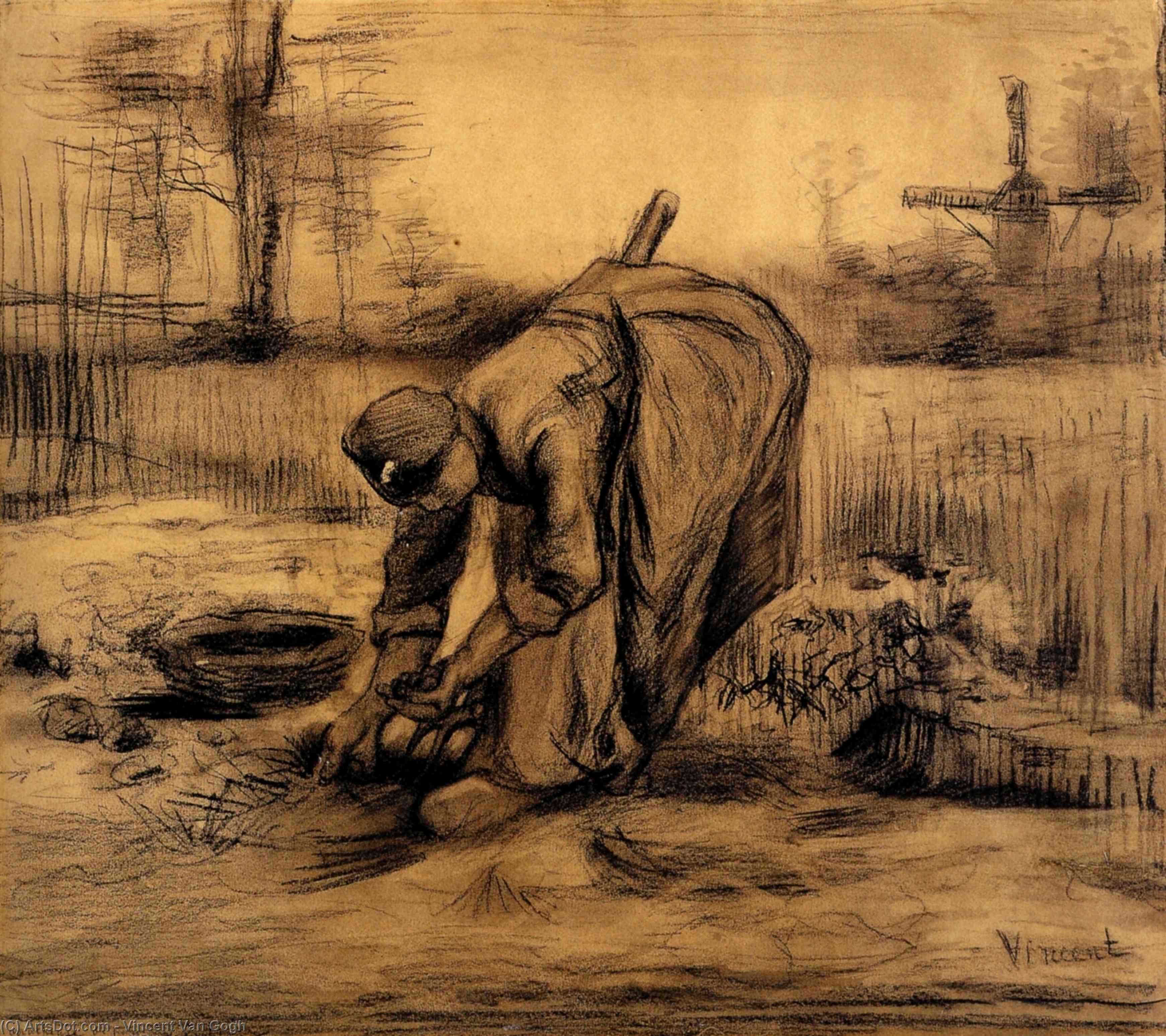 Peasant Woman Lifting Potatoes — Vincent Willem Van Gogh