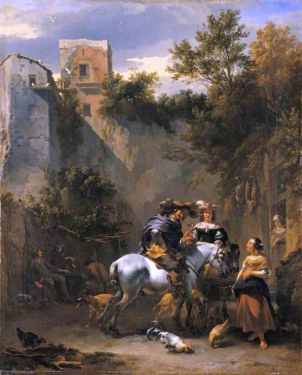 Halt At An Inn — Nicolaes Pietersz. Berchem