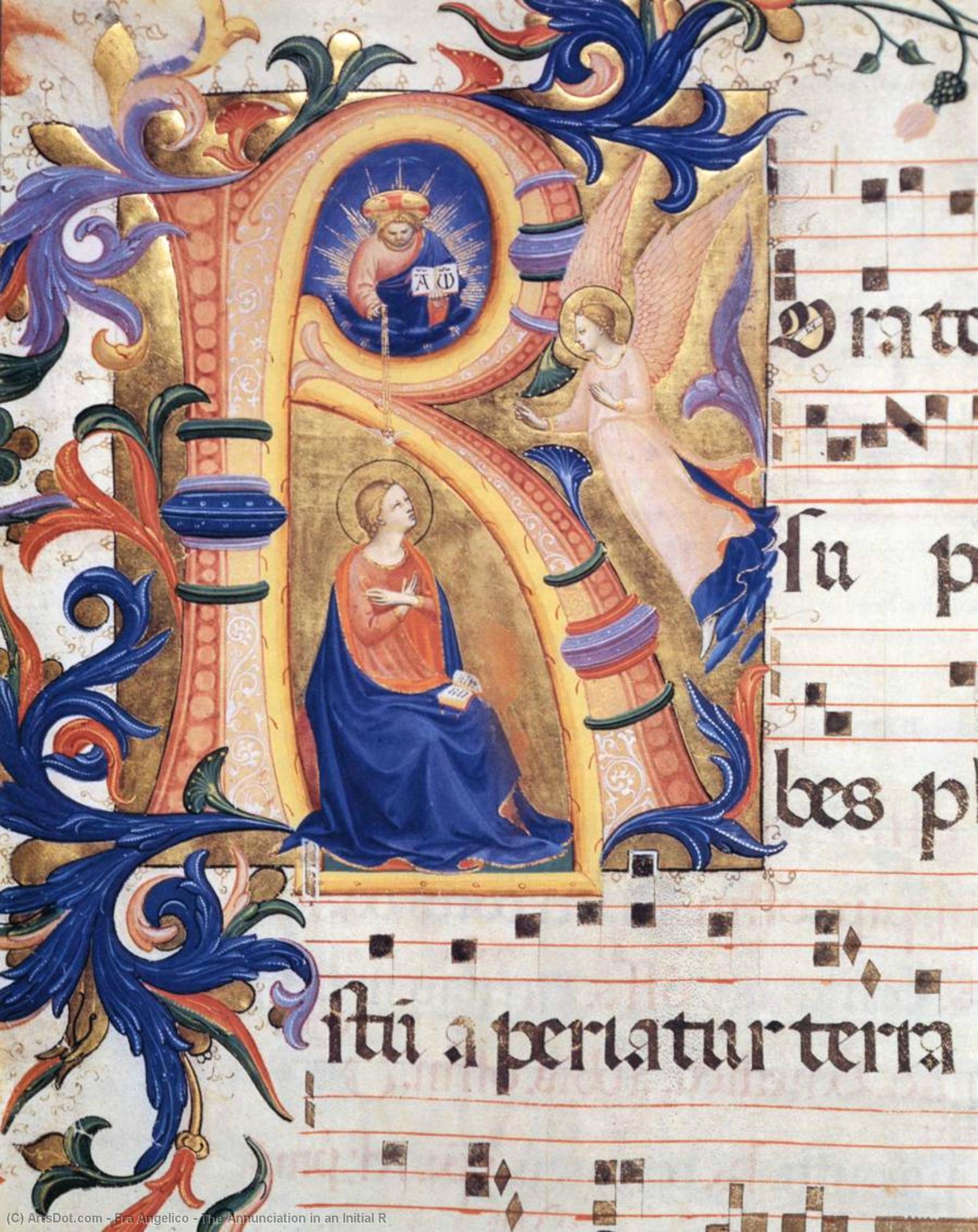 The Annunciation In An Initial R — Fra Angelico