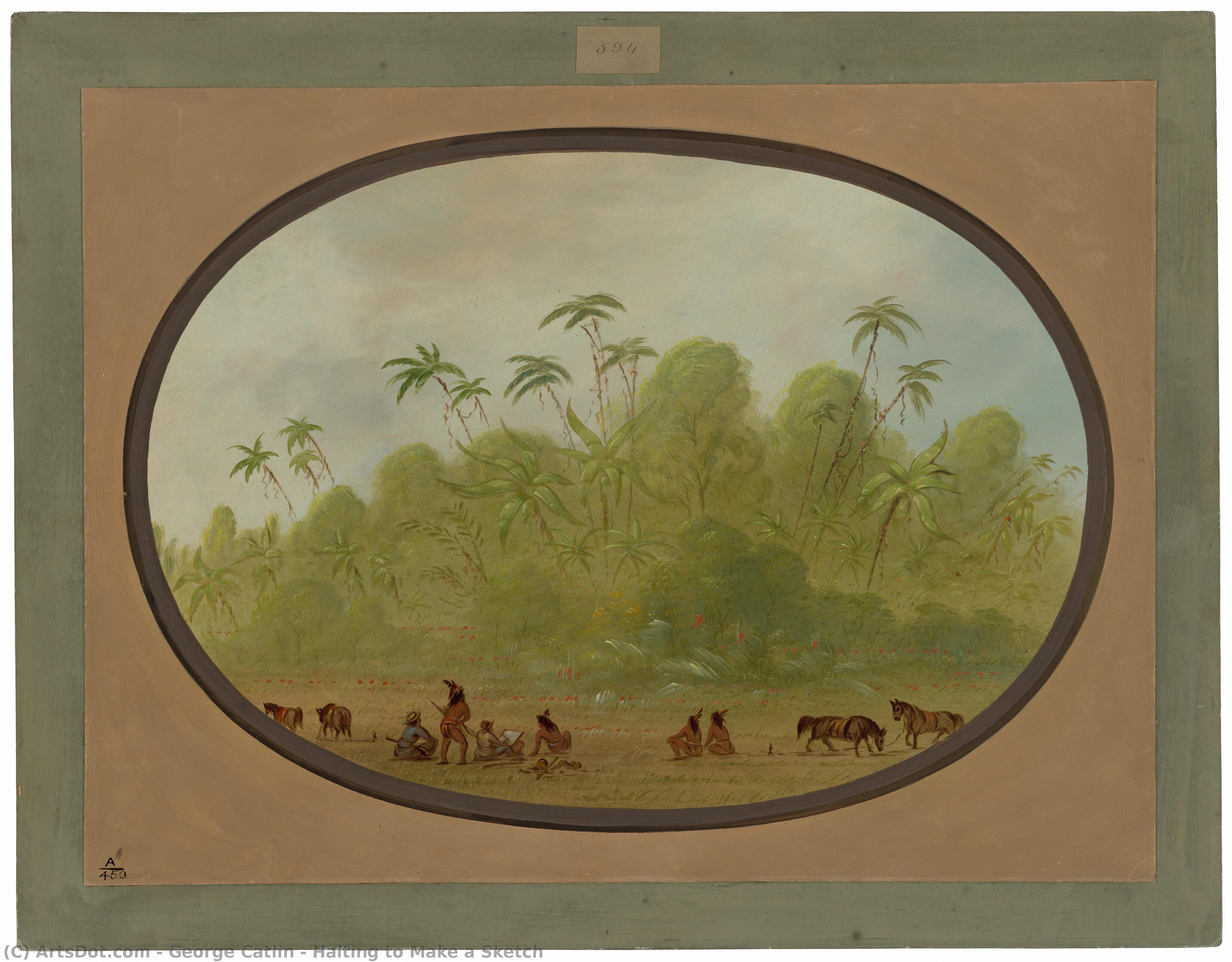 Halting To Make A Sketch — George Catlin