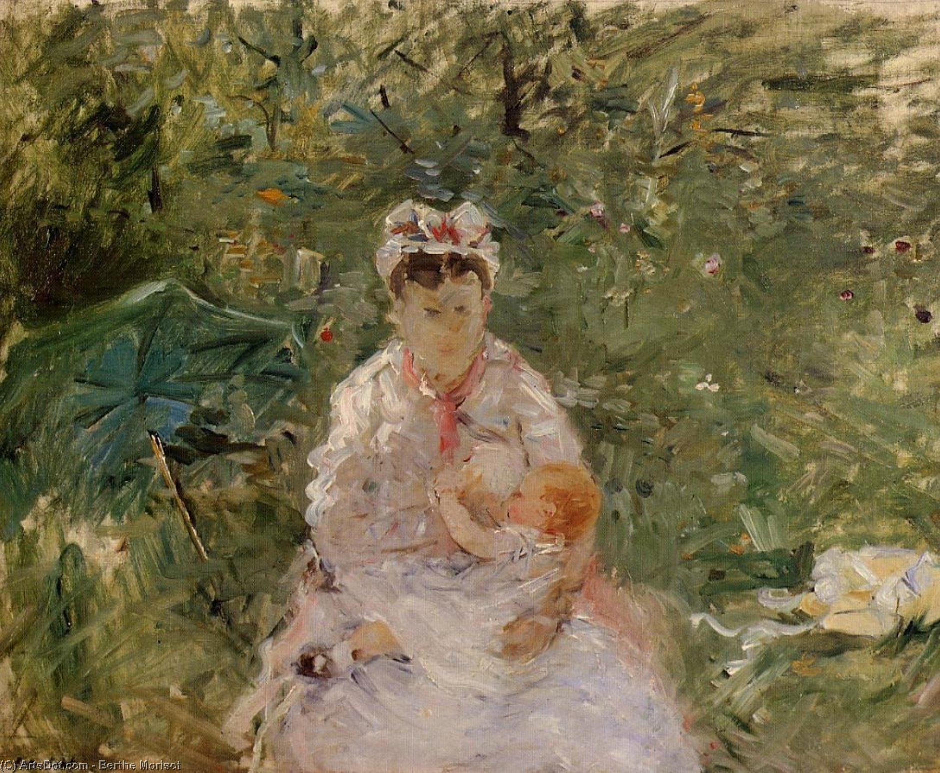 The Wet Nurse Angele Feeding Julie Manet — Berthe Morisot