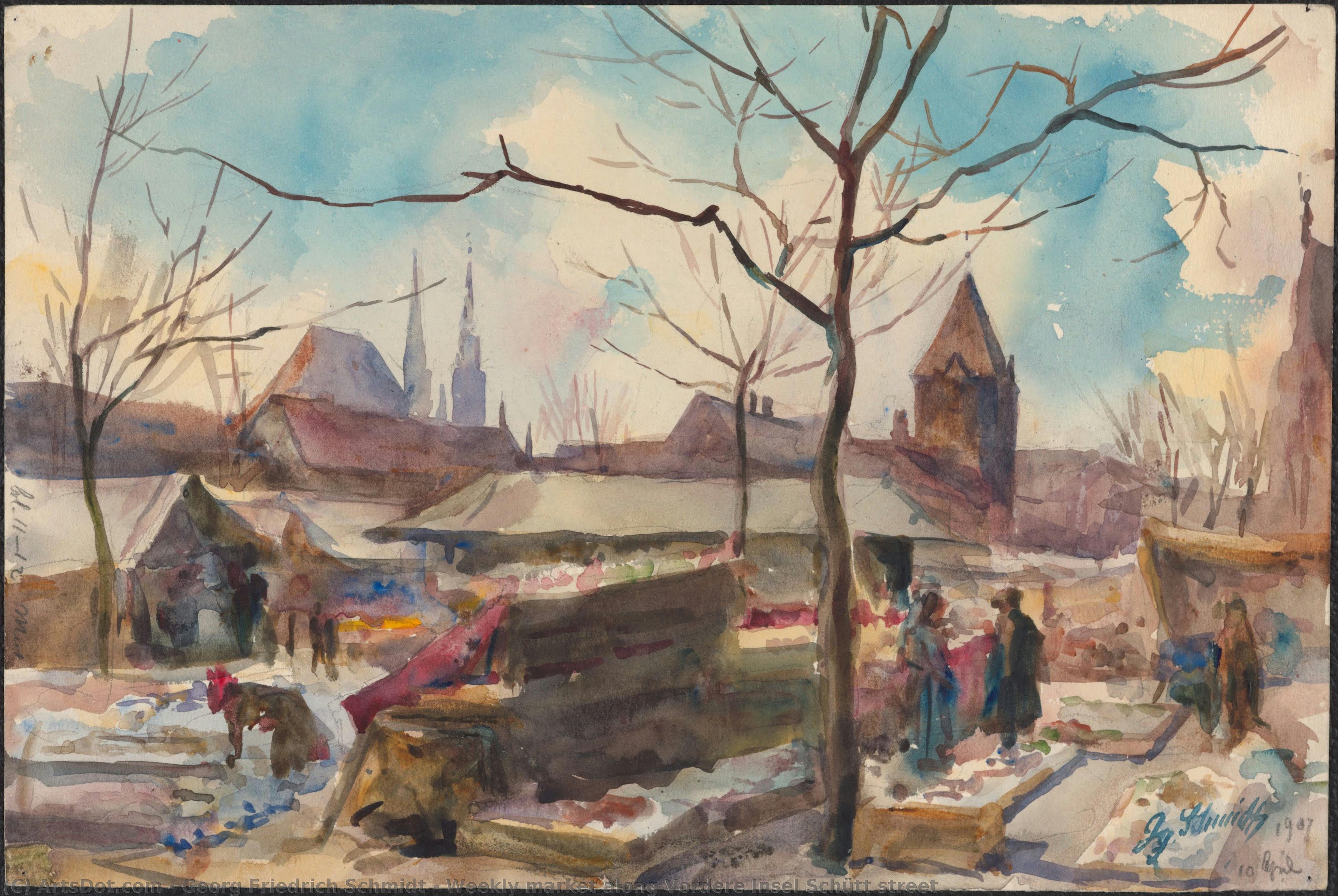 Weekly Market Along Vordere Insel Schütt Street — Georg Friedrich Schmidt