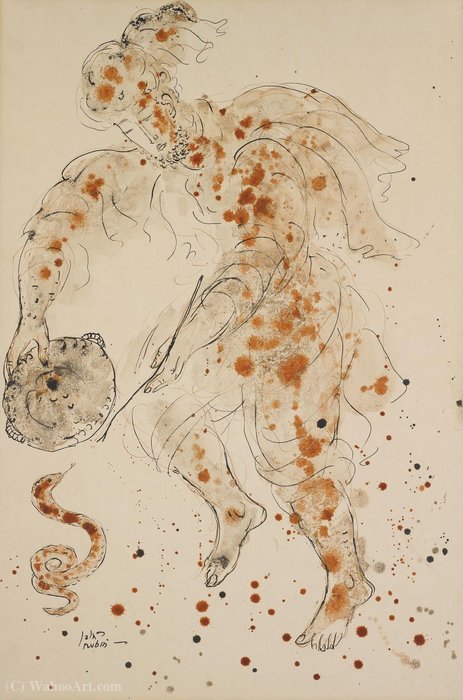 The Snake Charmer, (1960s) — Reuven Rubin