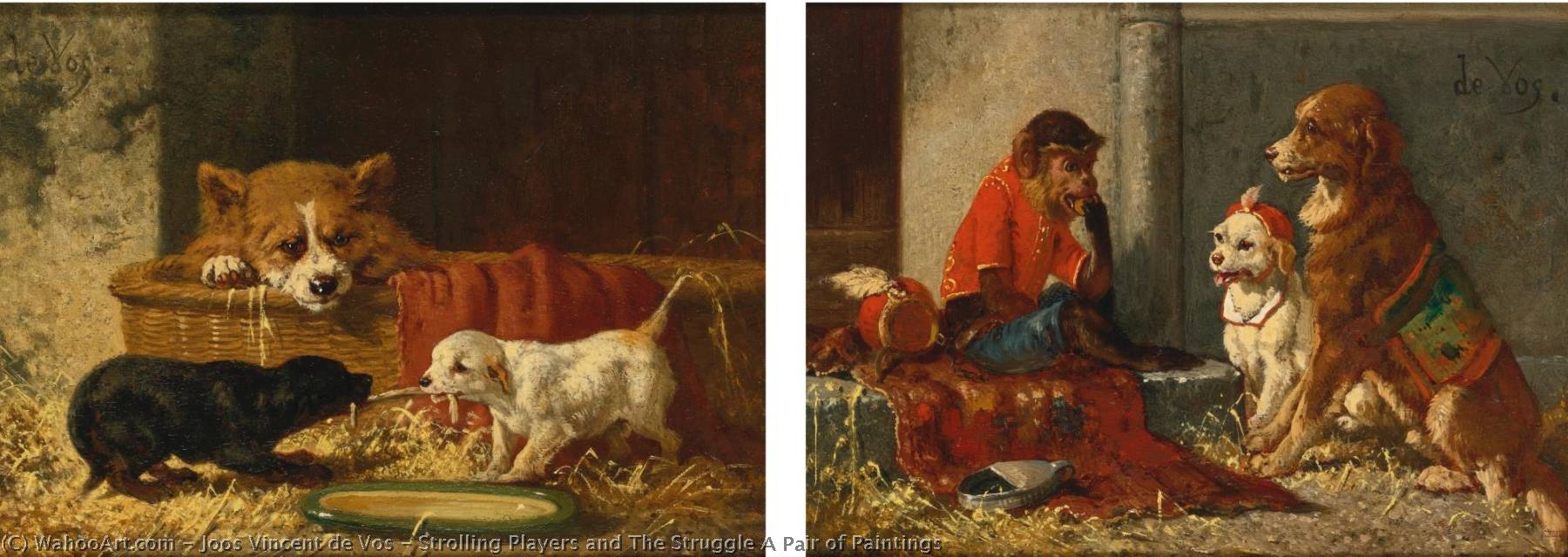 Strolling Players And The Struggle A Pair Of Paintings — Joos Vincent De Vos