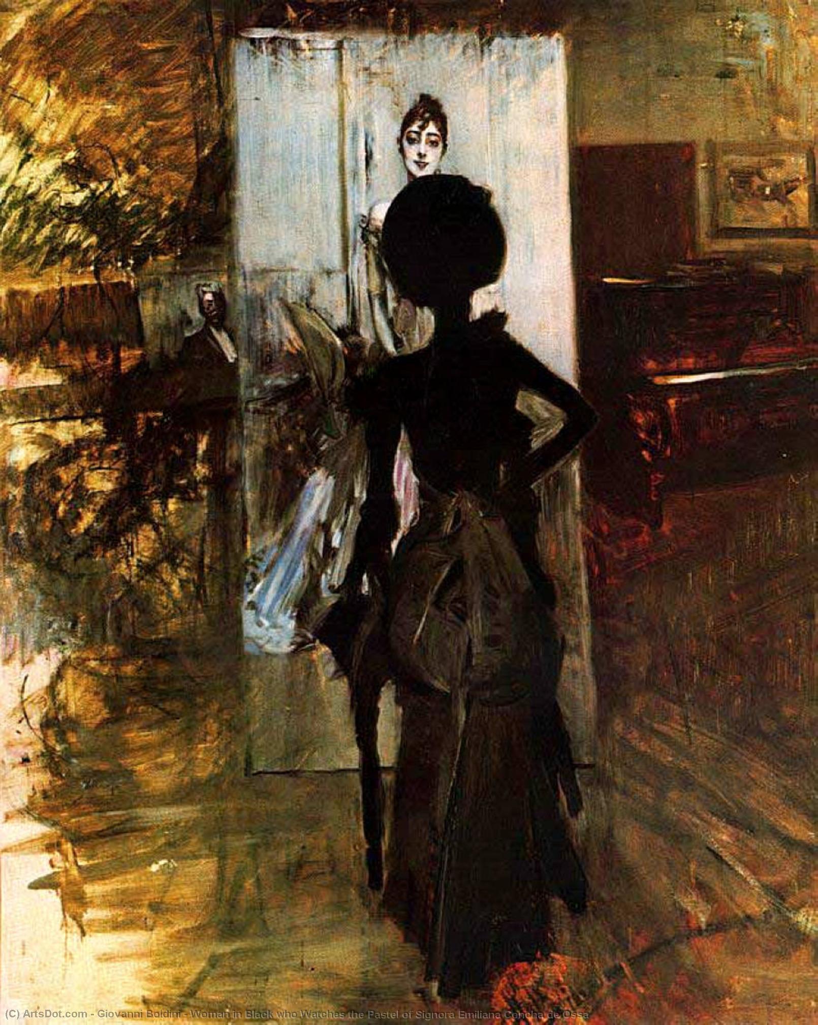 Mujer De Negro Que Observa El Pastel De La Signora Emiliana Concha De Ossa — Giovanni Boldini