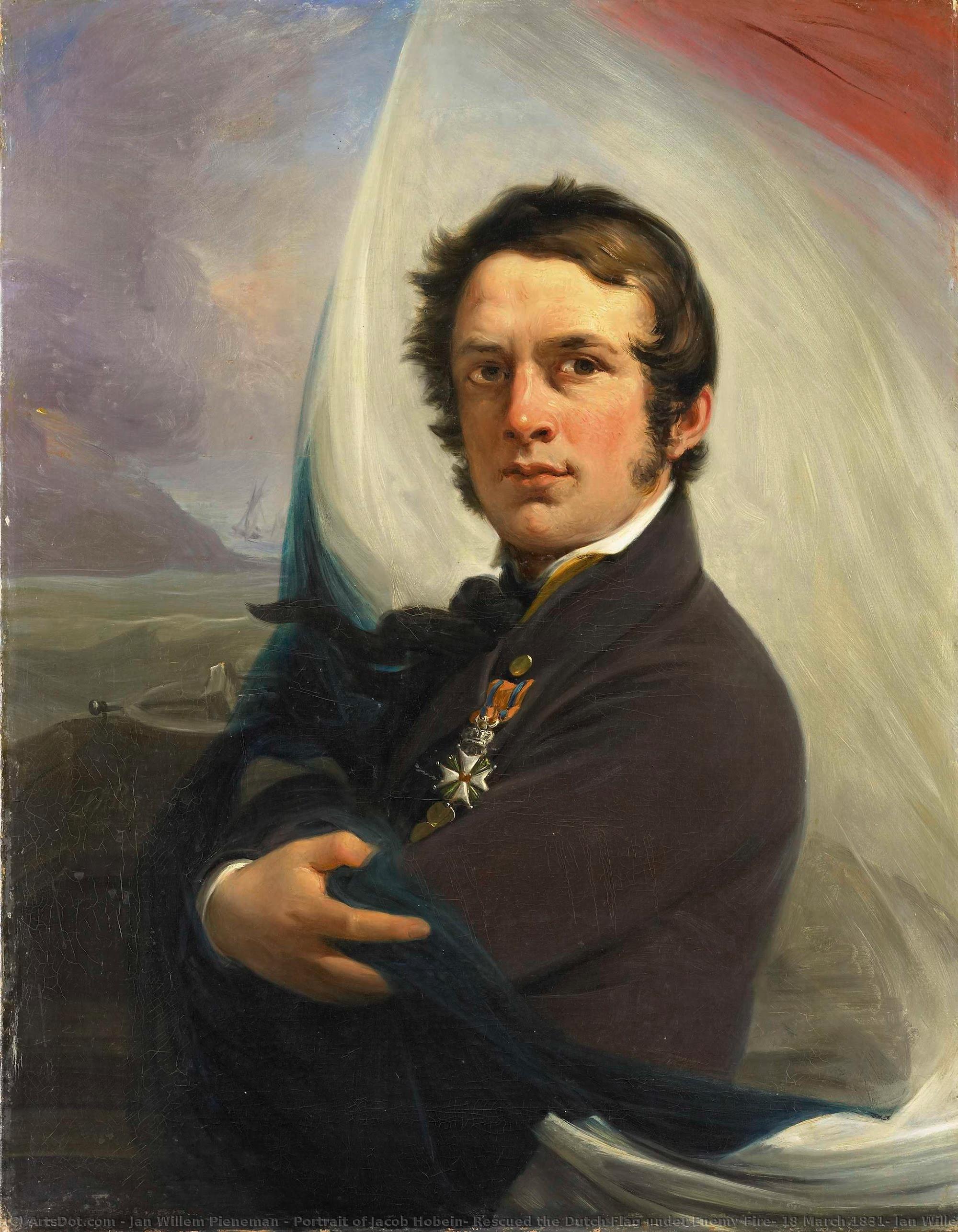 Portrait Of Jacob Hobein, Rescued The Dutch Flag Under Enemy Fire, 18 March 1831, Jan Willem Pieneman, 1832 — Jan Willem Pieneman