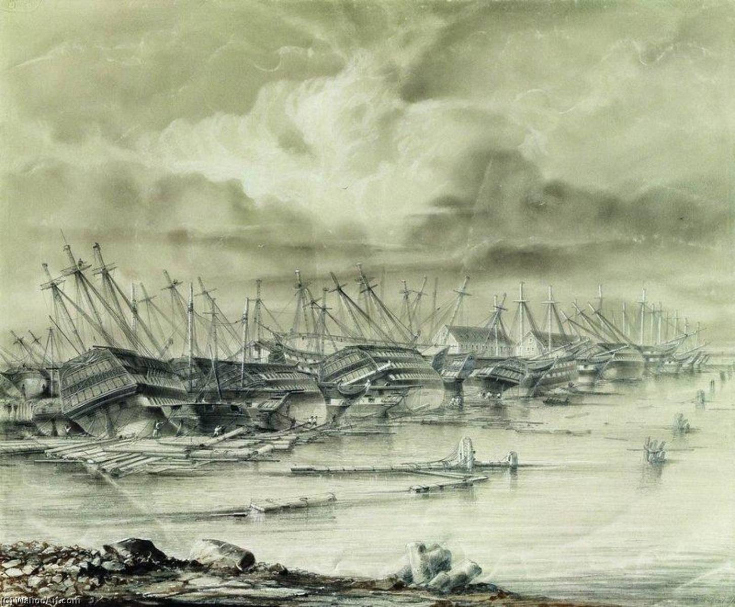 Kronstadt Harbour After The Flooding — Alexei Petrowitsch Bogoljubow