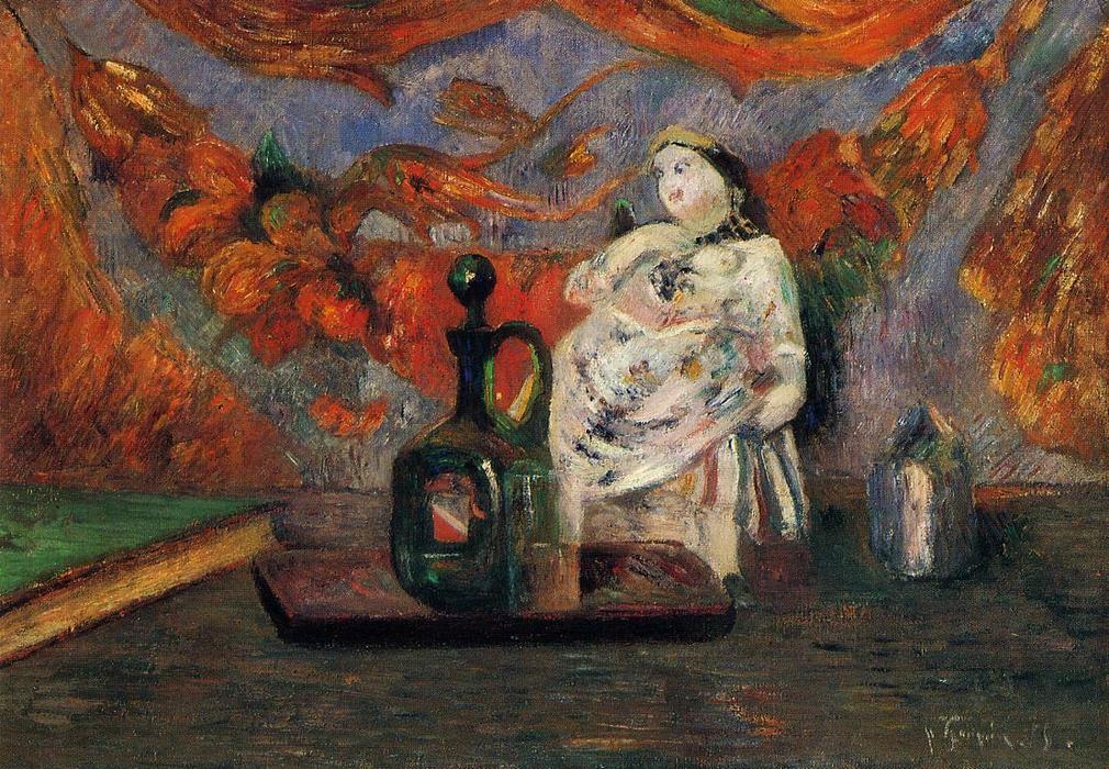 Still Life With Carafe And Ceramic Figure — Eugène Henri Paul Gauguin