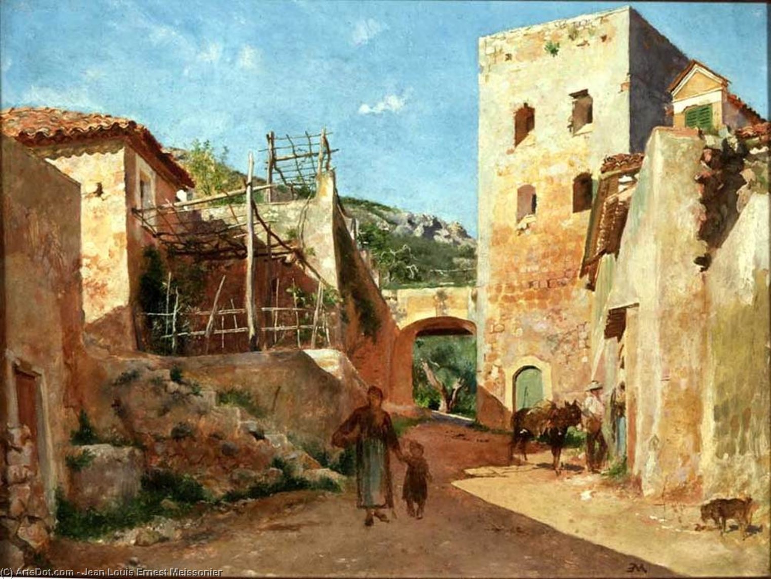 Street Scene Near Antibes — Jean-louis Ernest Meissonier