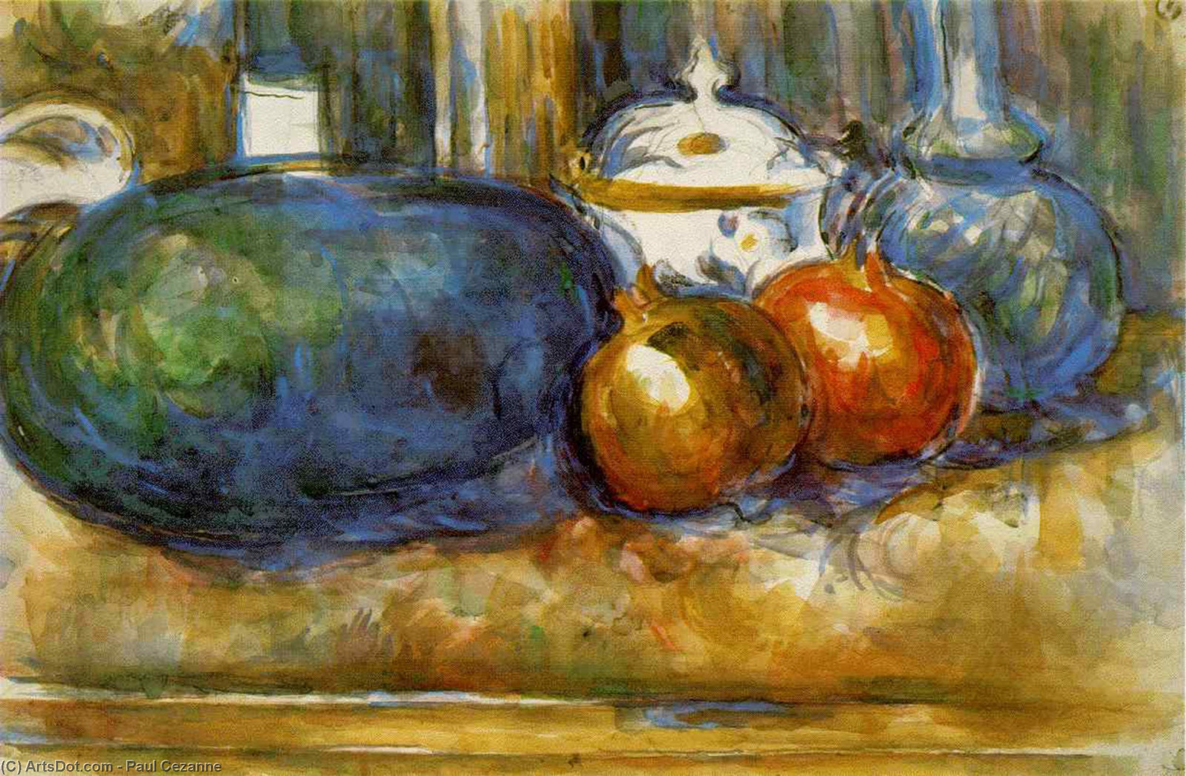 Still Life With Watermelon And Pomegranates — Paul Cézanne