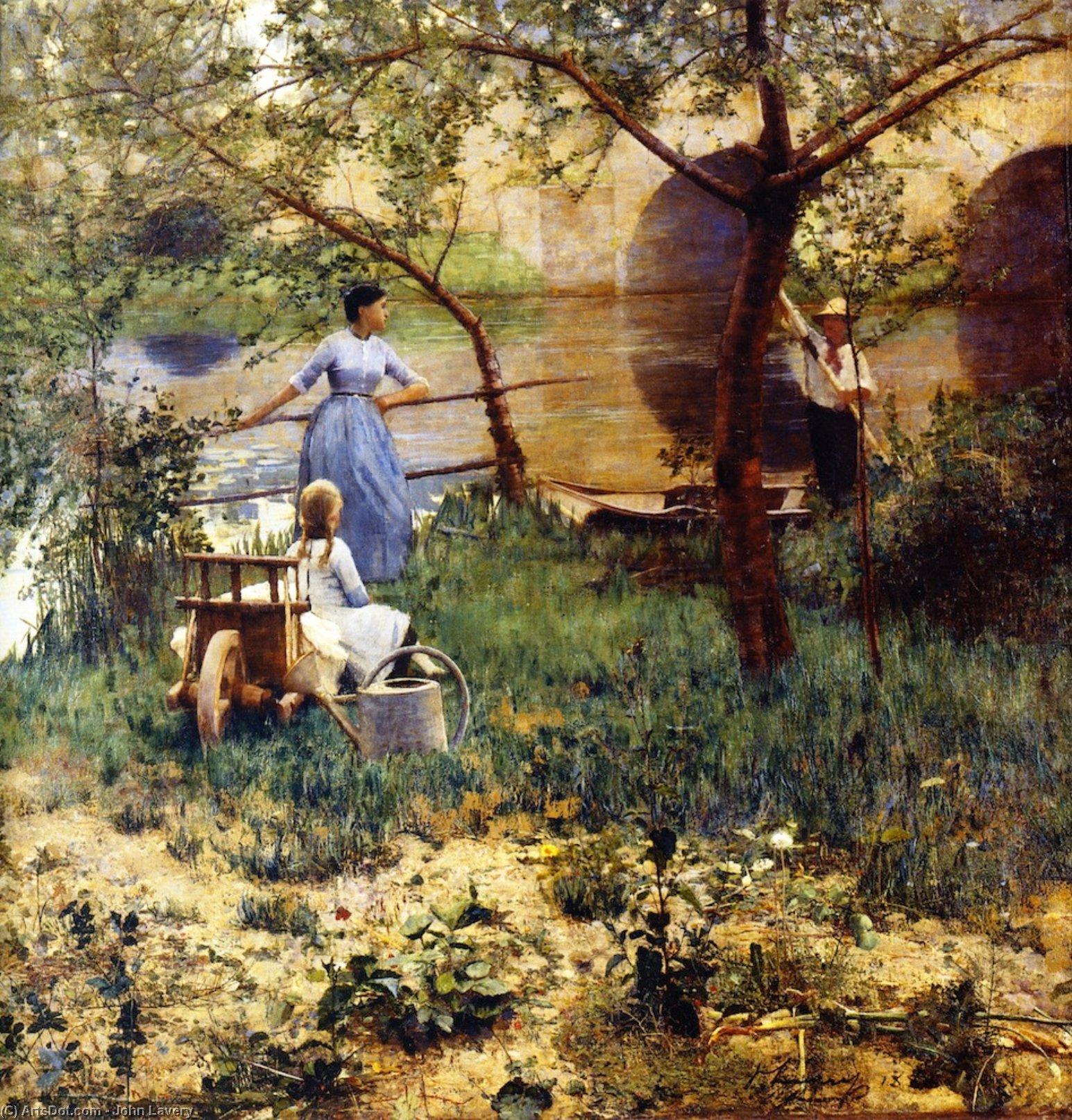 On The Loing: An Afternoon Chat (also Known As Under The Cherry Tree) — Sir John Lavery