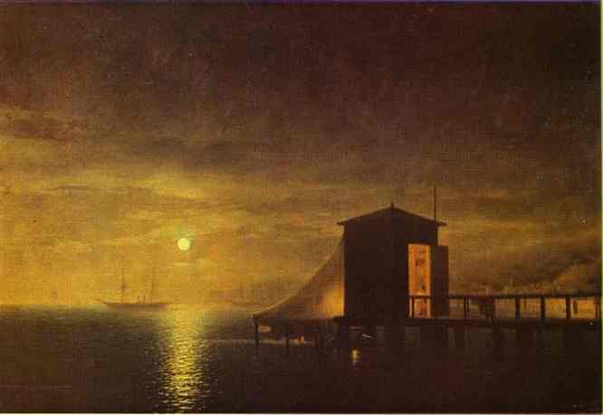 Moonlit Night. A Bathing Hut In Feodosia — Ivan Konstantinovich Aivazovsky