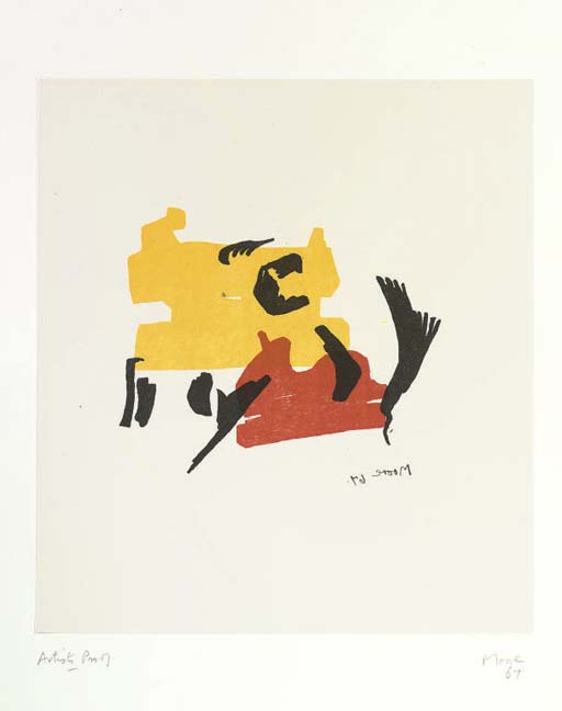 Two Forms In Red And Yellow — Henry Moore