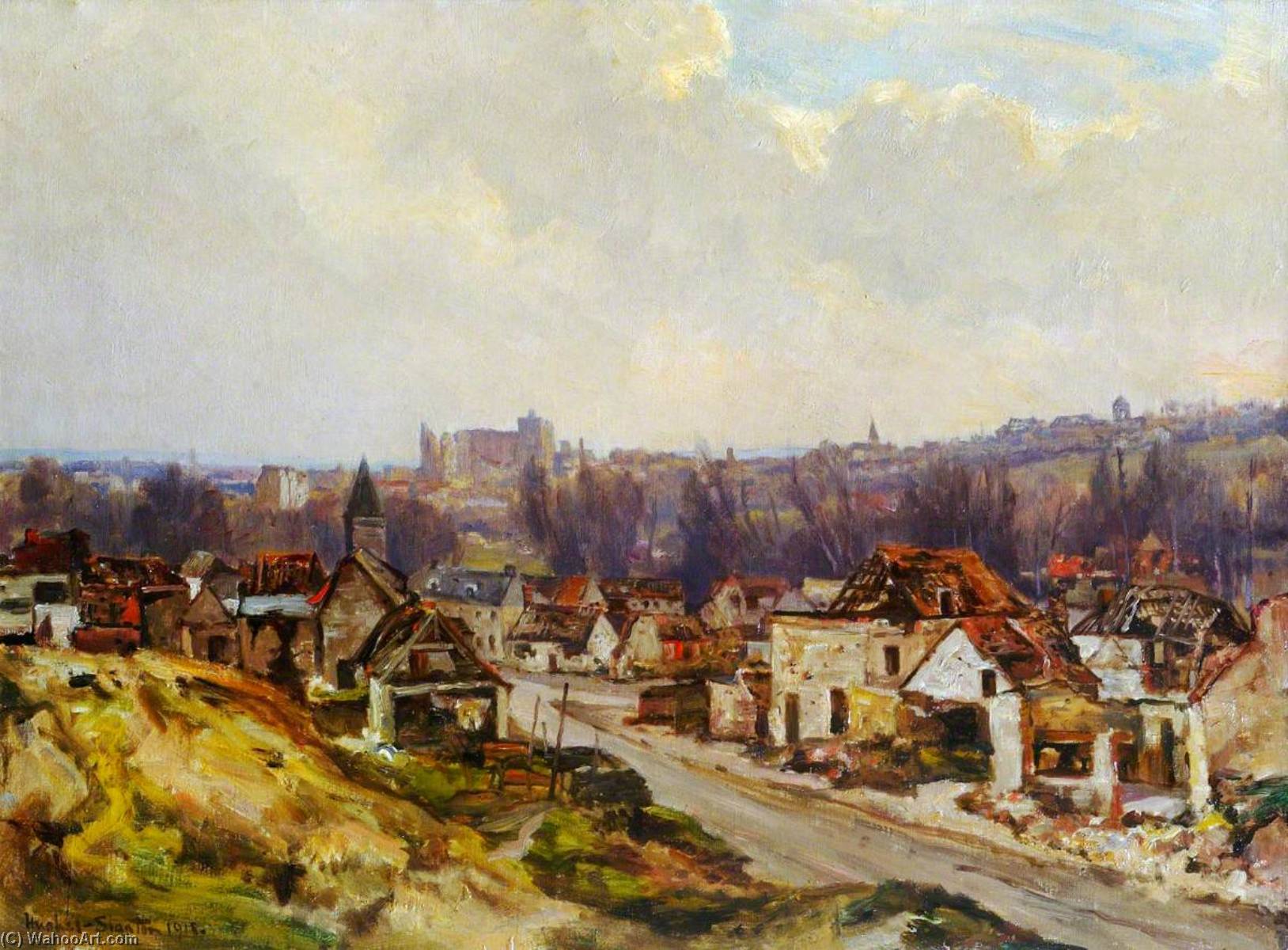 Lens Road, Arras From The Suburb Of St Nicholas, Arras — Herbert Edwin Pelham Hughes Stanton