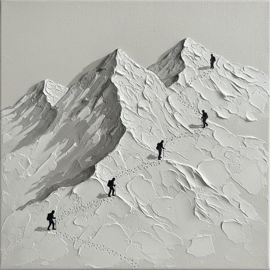 Ascent Of The Monolithic Peaks: A Singular Study In Sculptural Monochrome Shadows — David Moreau
