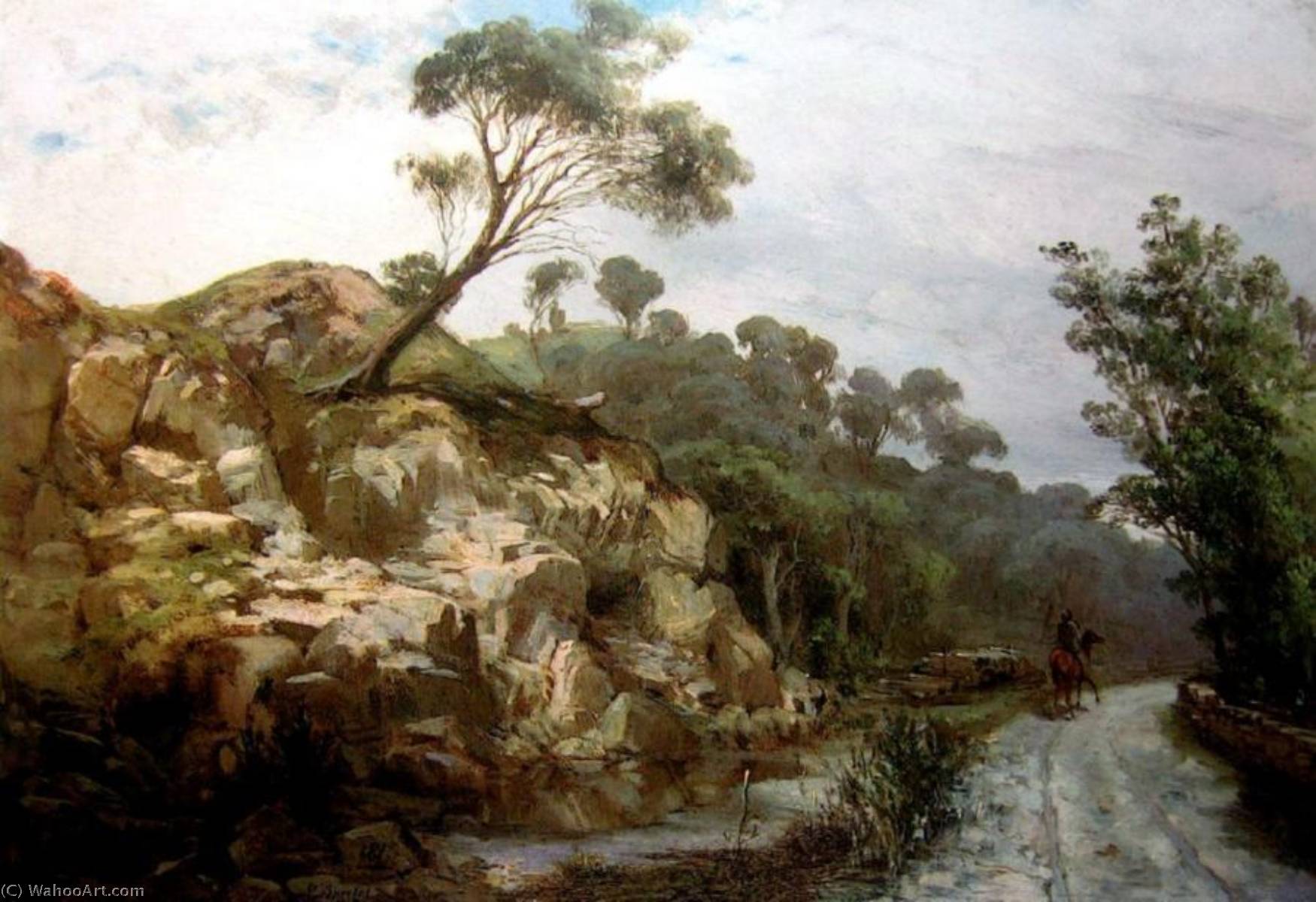 Hillside Country Road With Horseman — Abram Louis Buvelot