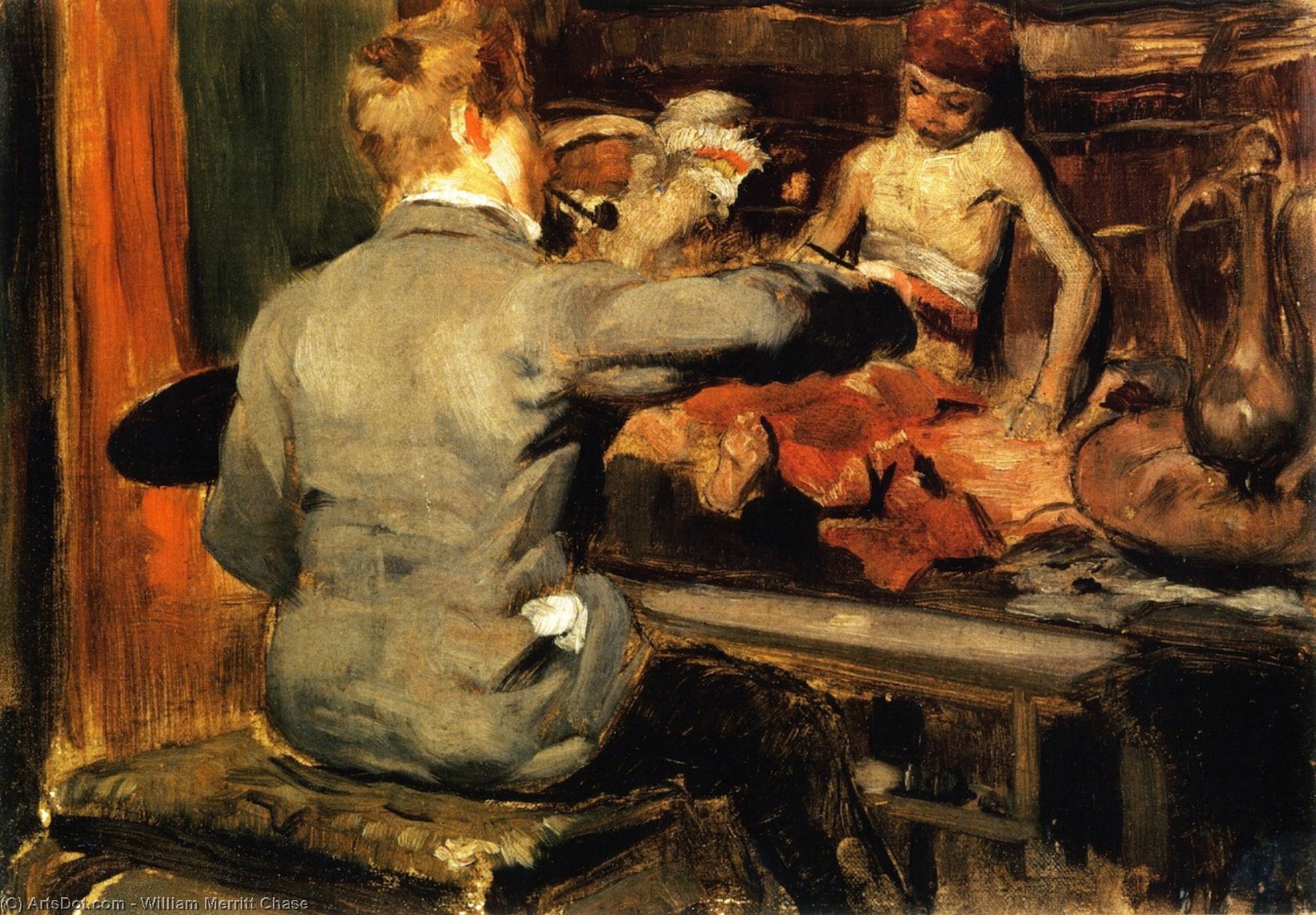 Duveneck Painting The Turkish Page — William Merritt Chase