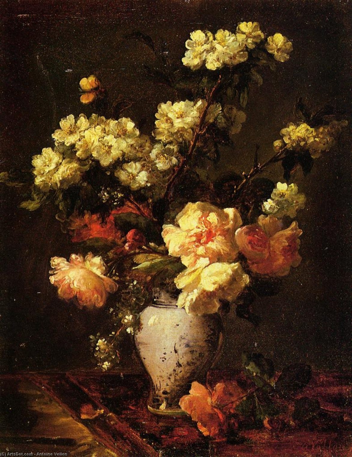Peonies And Apple Blossoms In A Chinese Vase — Antoine Vollon