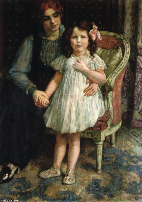 Portrait Of Madame Goldner=max And Her Daughter Juliette — Theo Van Rysselberghe