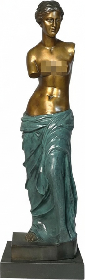 Bronze Finish Casting Resin Evoke Timeless Elegance With This Striking Bronze-finished Resin Statue Of A Classical Female Figure, Reminiscent Of Aphrodite. Intricate Detailing In The Flowing Drapery And Facial Features Create An Antique Aesthetic Enhan