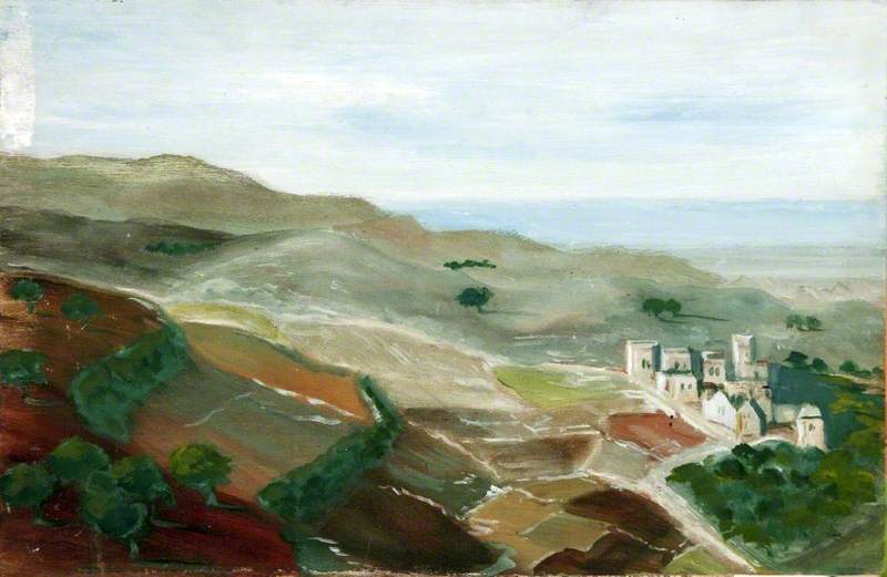 Landscape With A Hillside Town Near The Sea — Caroline Emily Gray Hill
