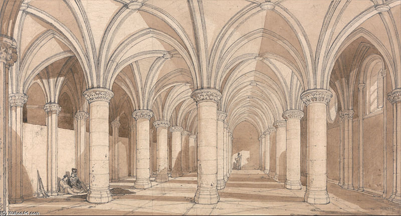 The Barons' Hall, Mont Saint Michel — John Sell Cotman