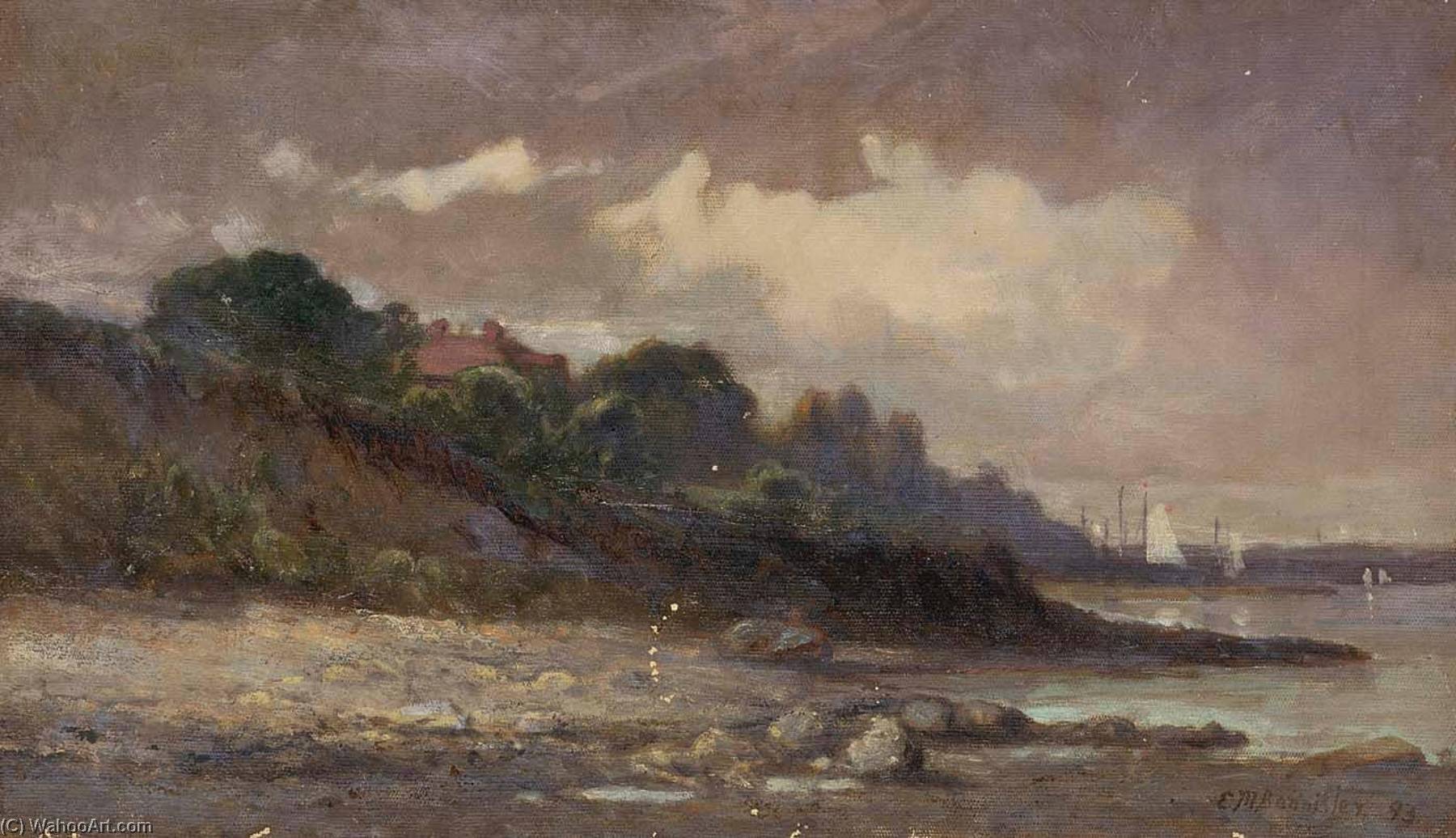 Untitled (shoreline With Sailboats And Roof) — Edward Mitchell Bannister