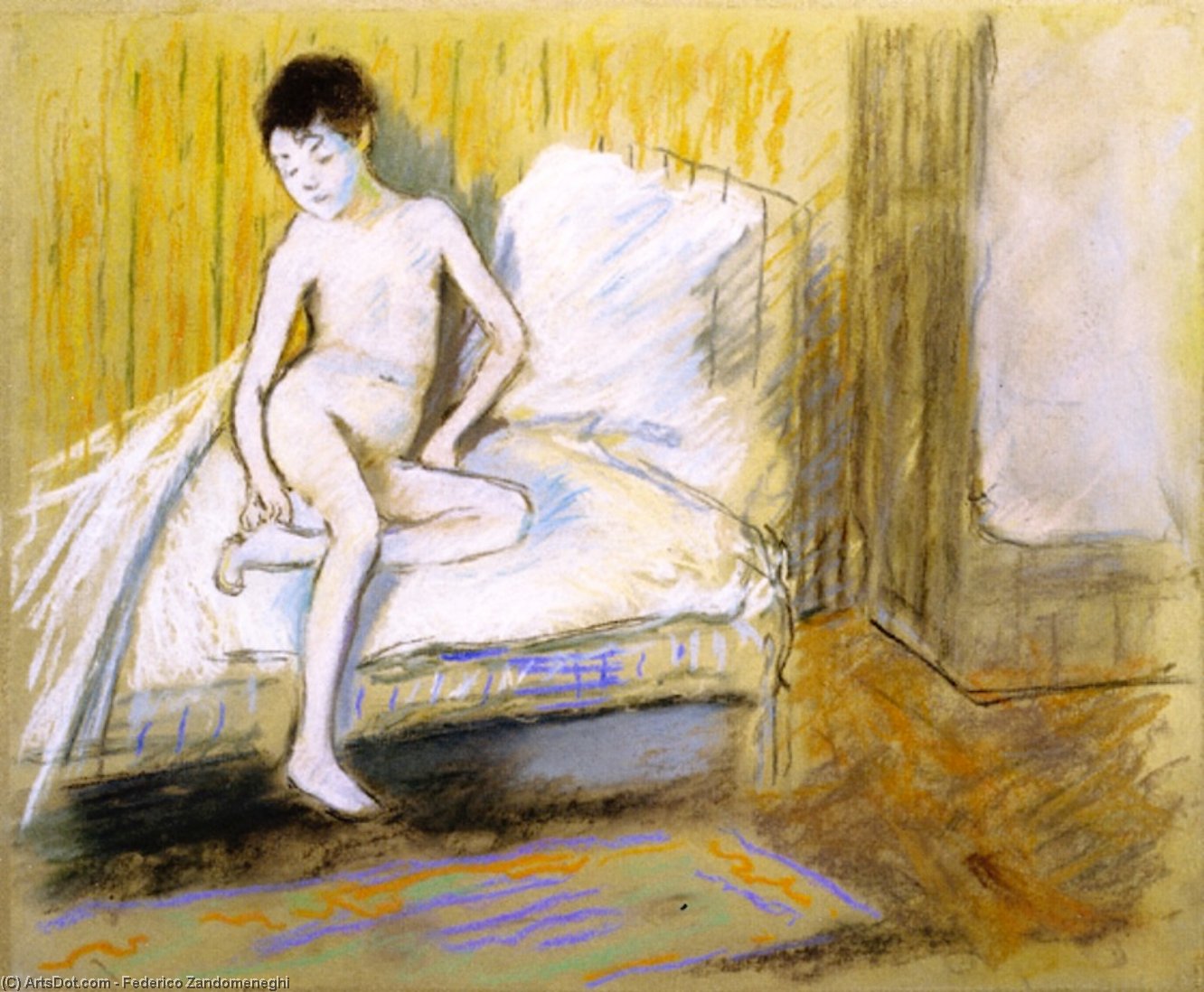 Young Nude On A Bed — Federiko Zandomeneghi