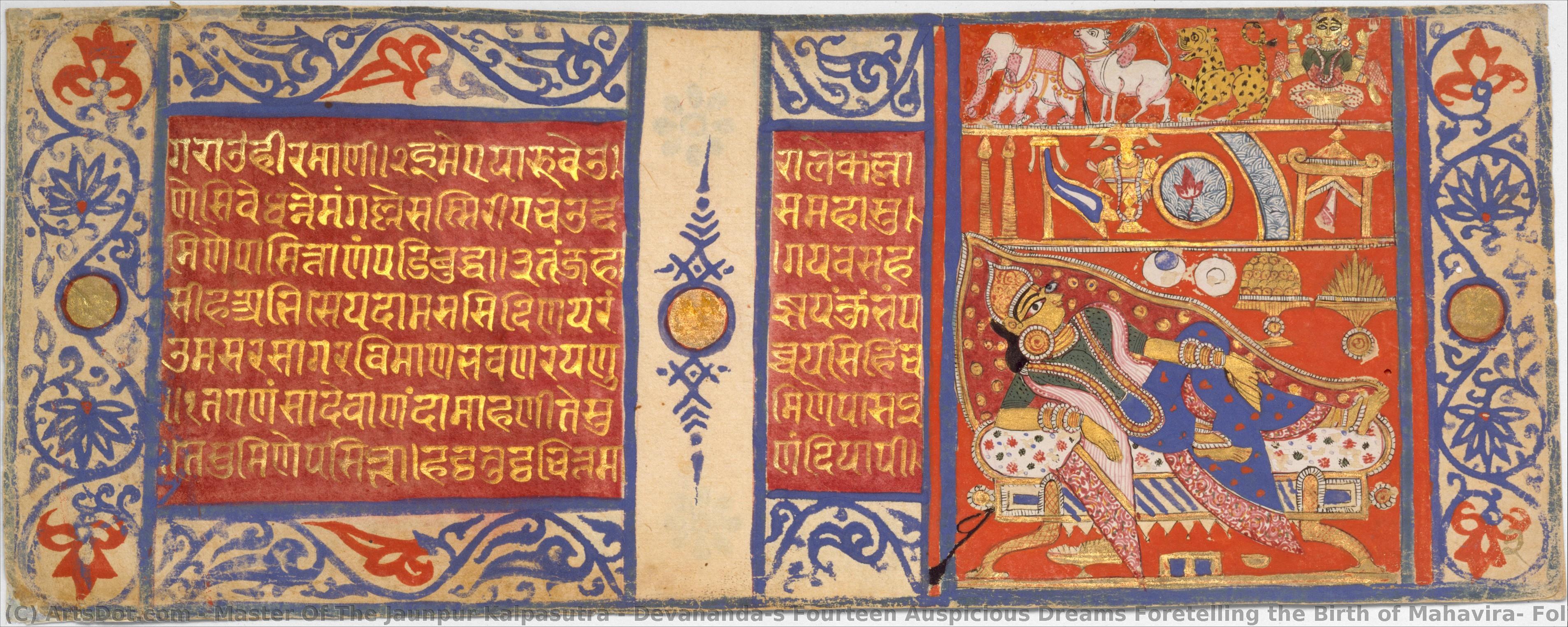 Devananda's Fourteen Auspicious Dreams Foretelling The Birth Of Mahavira: Folio From A Kalpasutra Manuscript — Master Of The Jaunpur Kalpasutra