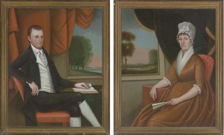 A Pair Of Double Portraits Of Mr And Mrs Nathaniel (martha) Ruggles — Ralph Eleaser Whiteside Earl