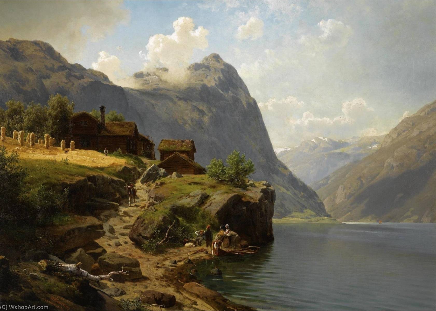 Figures In A Mountainous River Landscape — Johan Fredrik Eckersberg