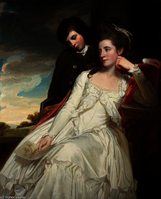 Jane Maxwell, Duchess Of Gordon, Wife Of The 4th Duke Of Gordon, With Her Son, George Duncan — George Romney
