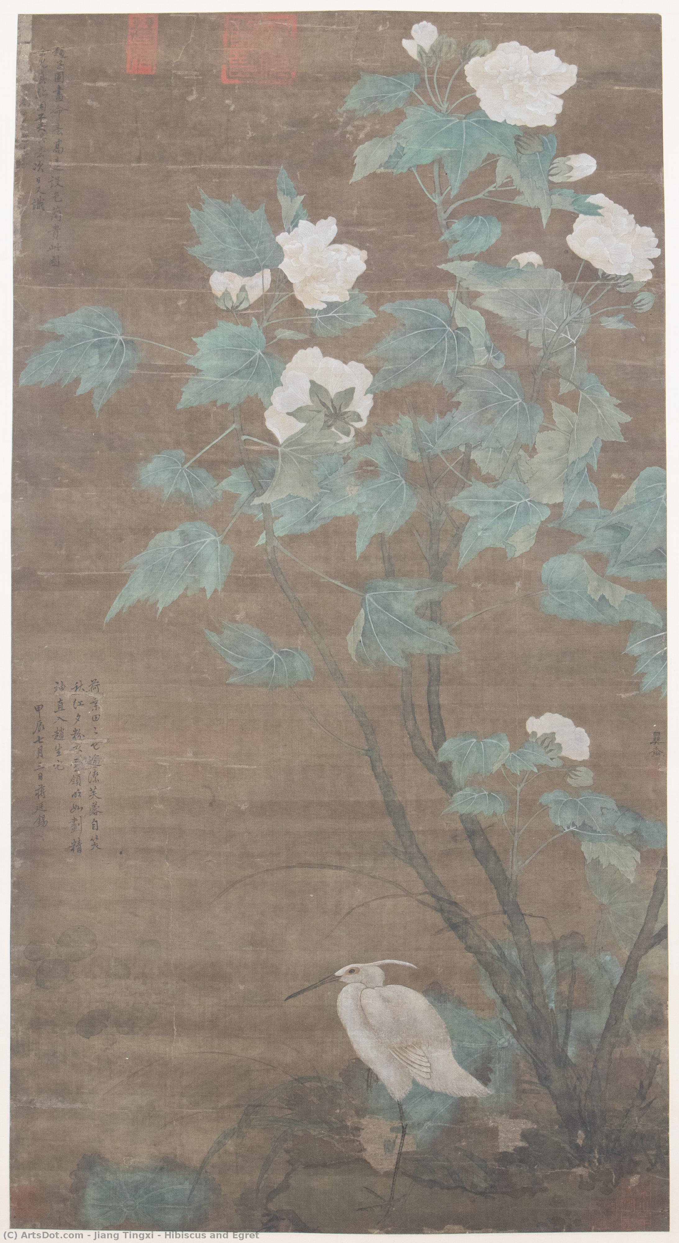 Hibiscus And Egret — Jiang Tingxi