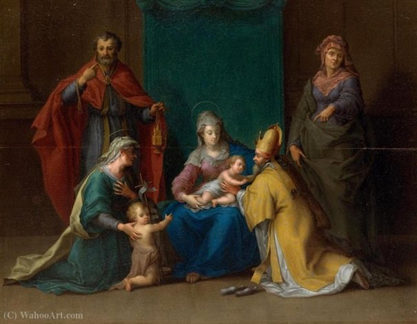 Christ In The Temple With Saint Anne, Elisabeth And John The Baptist, As Well As The Prophet Simeon — Franz Christoph Janneck