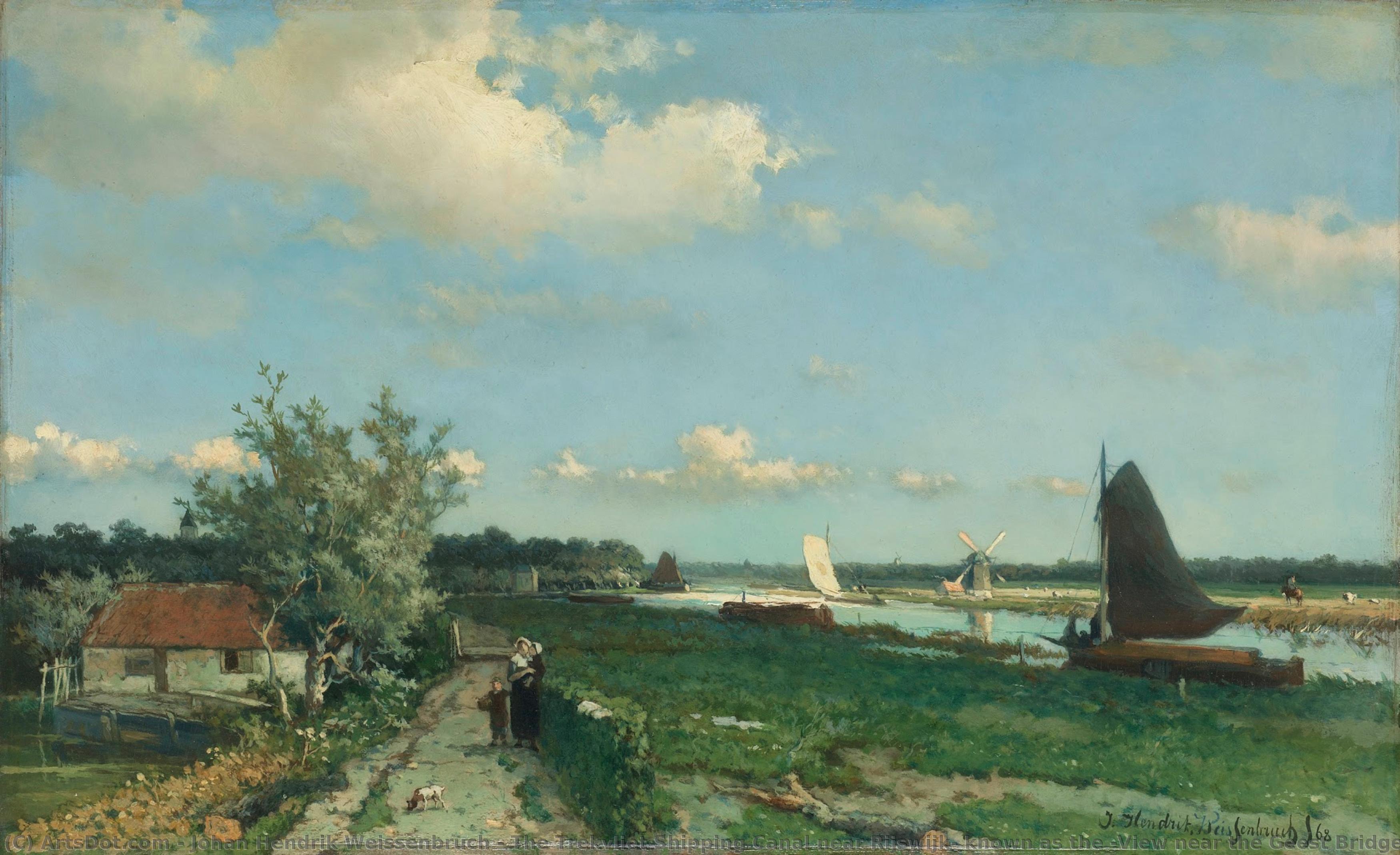 The Trekvliet Shipping Canal Near Rijswijk, Known As The ‘view Near The Geest Bridge’, Johan Hendrik Weissenbruch, 1868 — Johan Hendrik Weissenbruch