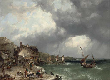 On The Coast At Etretat — John James Wilson