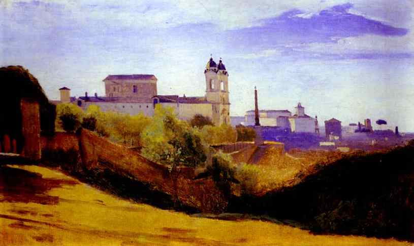 The Church Of Trinità Dei Monti Seen From The Valley Of Trinità Dei Monti — Jean-baptiste-camille Corot