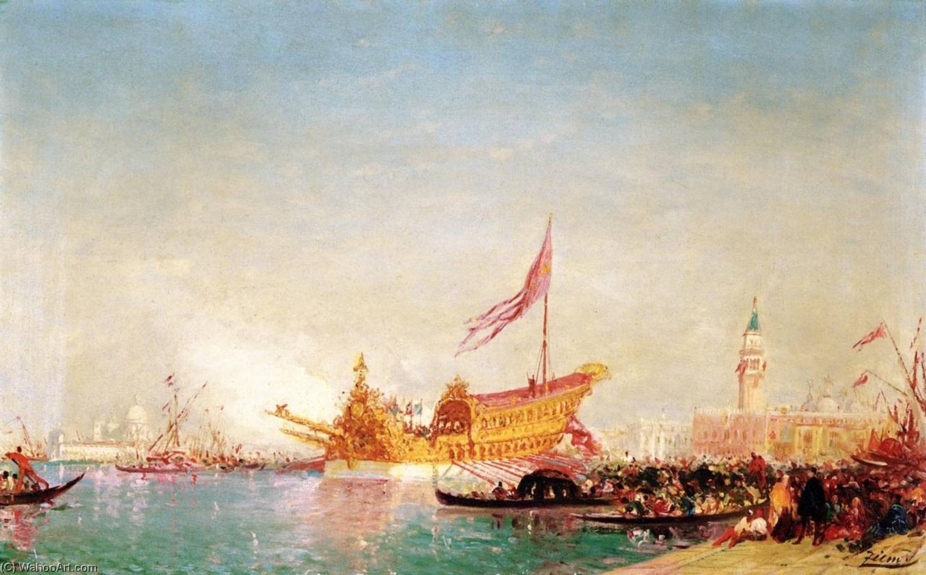 Le Bucentaure Vu Du Quai Des Esclaffons, Venise — Felix Francois Georges Philbert Ziem