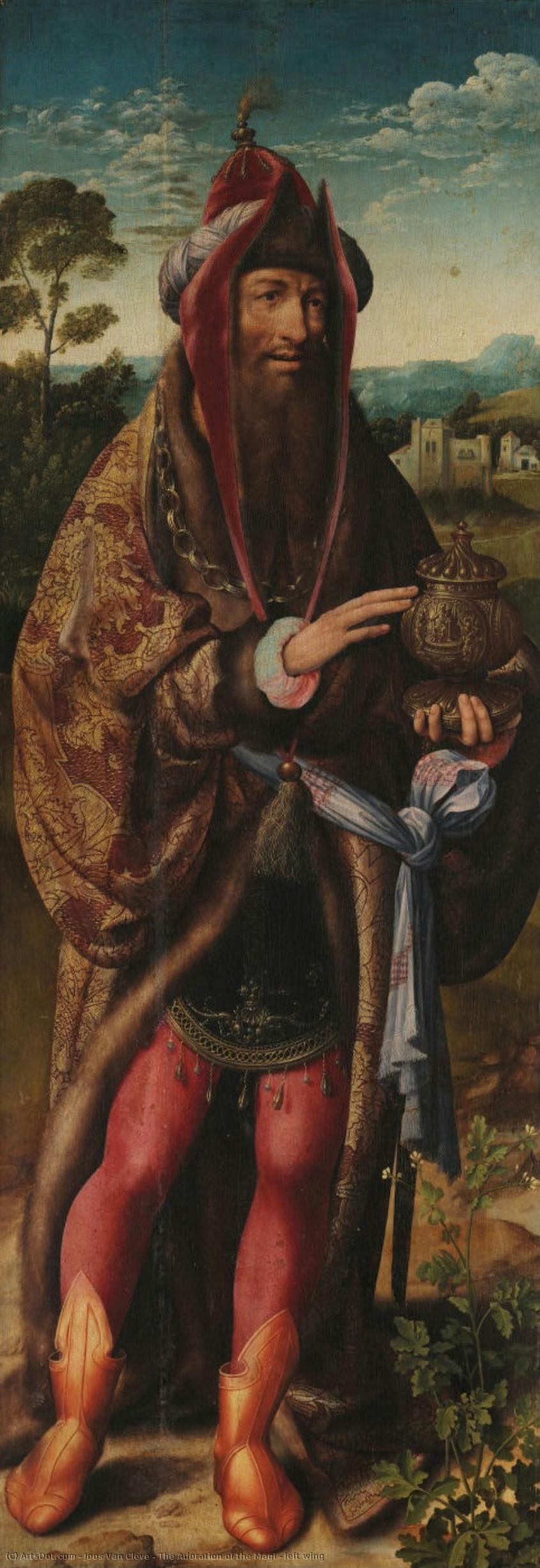 The Adoration Of The Magi - Left Wing — Joos Van Cleve