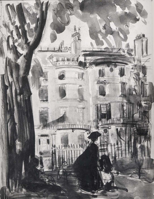 Study For ''bulfinch Houses, Beacon Hill'' — George Benjamin Luks