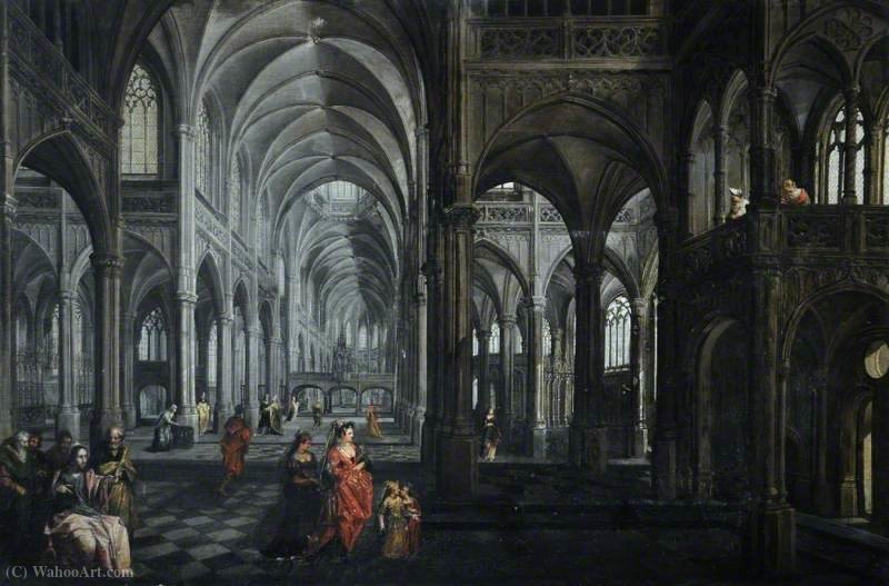 Interior Of A Cathedral With Christ And The Four Apostles — Pieter The Elder Neeffs