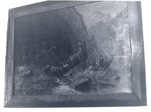 (mountain Landscape With Elk Or Deer), (painting) — Frank Harold Hayward