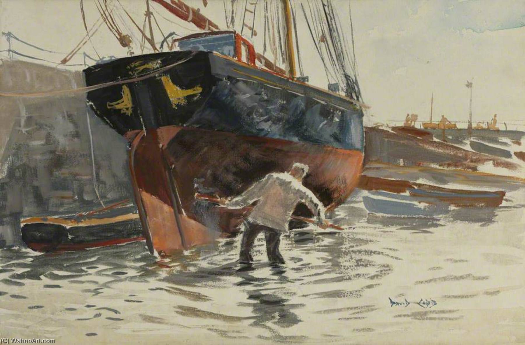 Scrubbing The Yacht 'golden Vanity' — Charles David Cobb
