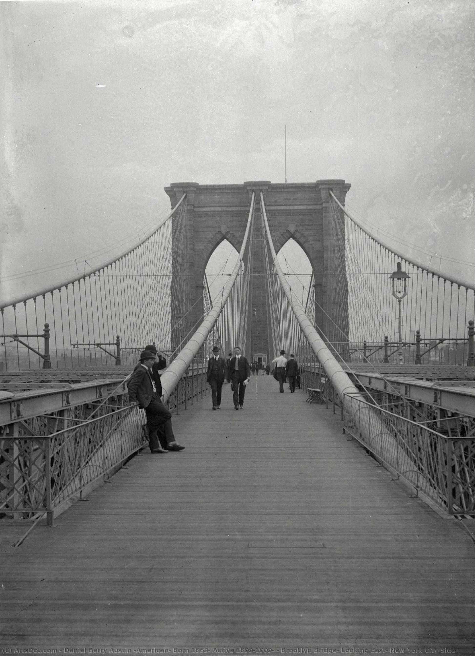 Brooklyn Bridge, Looking East, New York City Side — Daniel Berry Austin (american, Born 1863, Active 1899-1909)