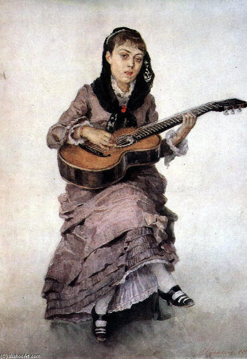 Portrait Of Princess S. A. Kropotkina With Guitar — Vasily Ivanovich Surikov