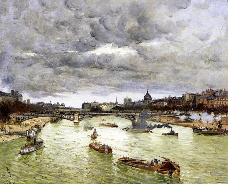 The Seine At Paris With The Pont Du Carousel (also Known As The Seine At Paris Pont Alexander Iii) — Frank Myers Boggs