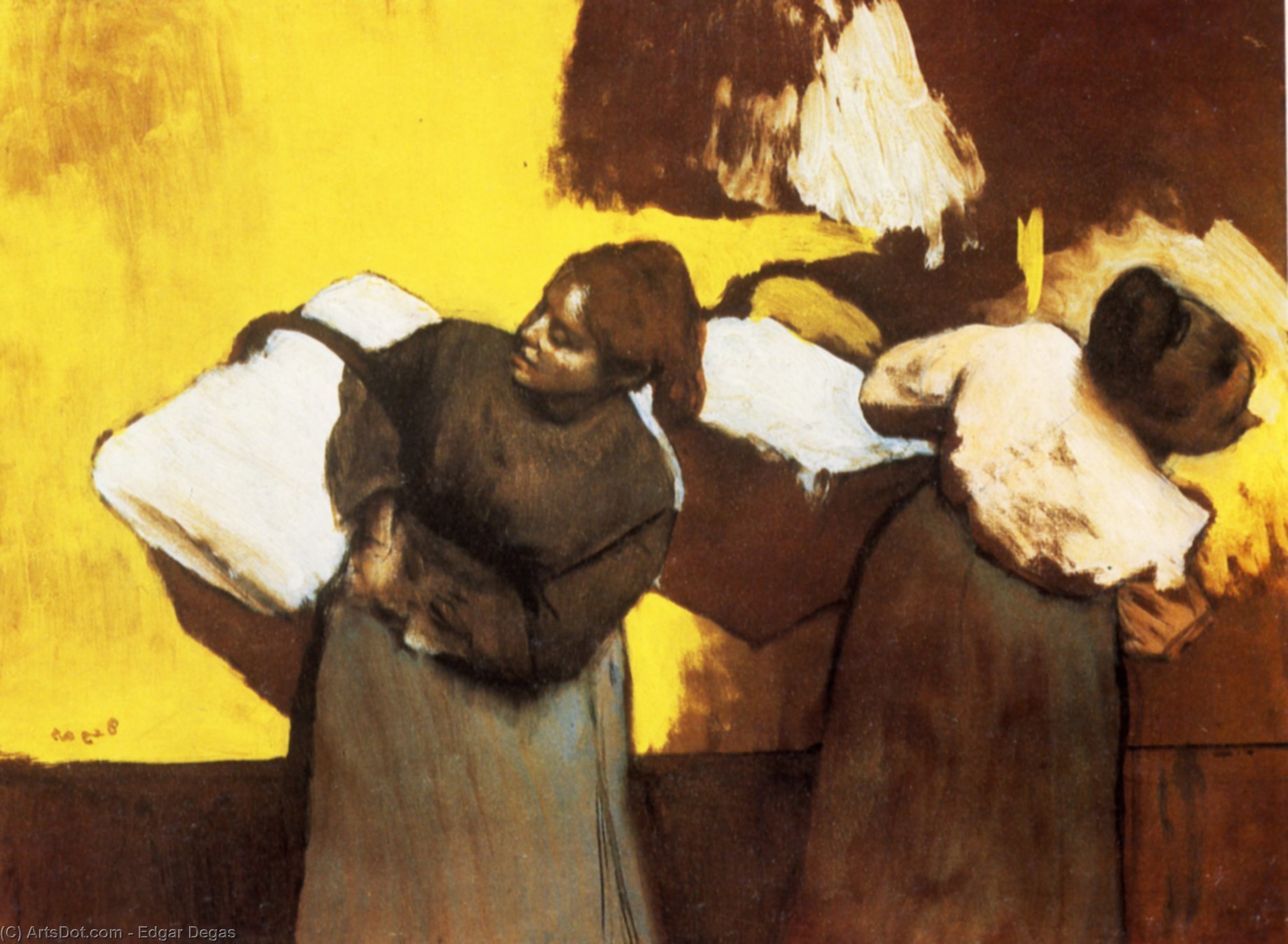 Laundresses Carrying Linen In Town — Hilaire-germain-edgar Degas