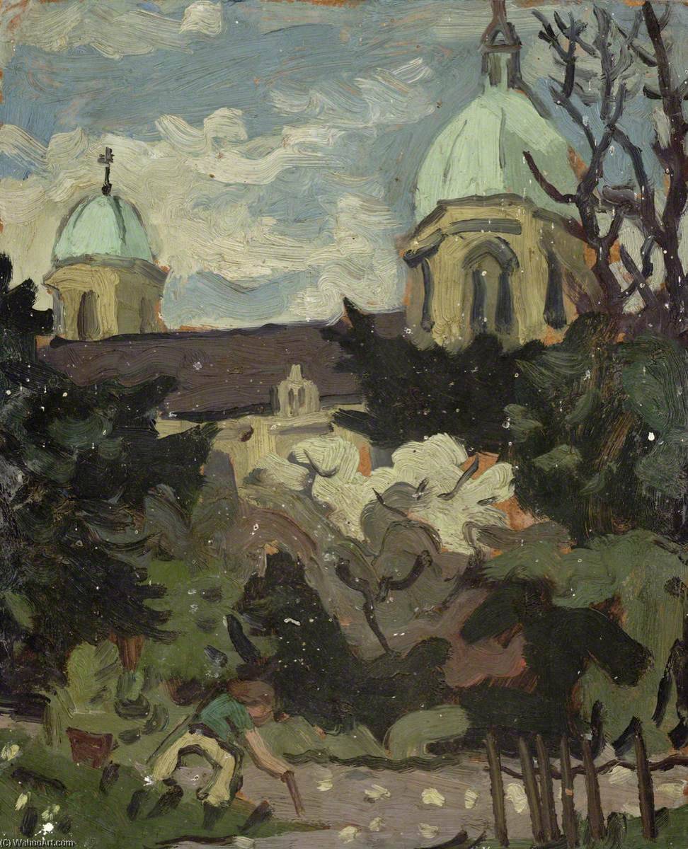 Gardener At Work, Near A Church — John Kyffin Williams