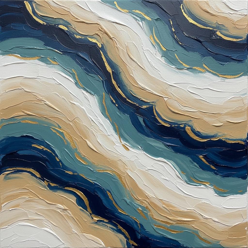 Ätherische Schichten Aus Marineblau Und Gold In Einem Singulären Skulpturalen Fluss — Laurent Fabre