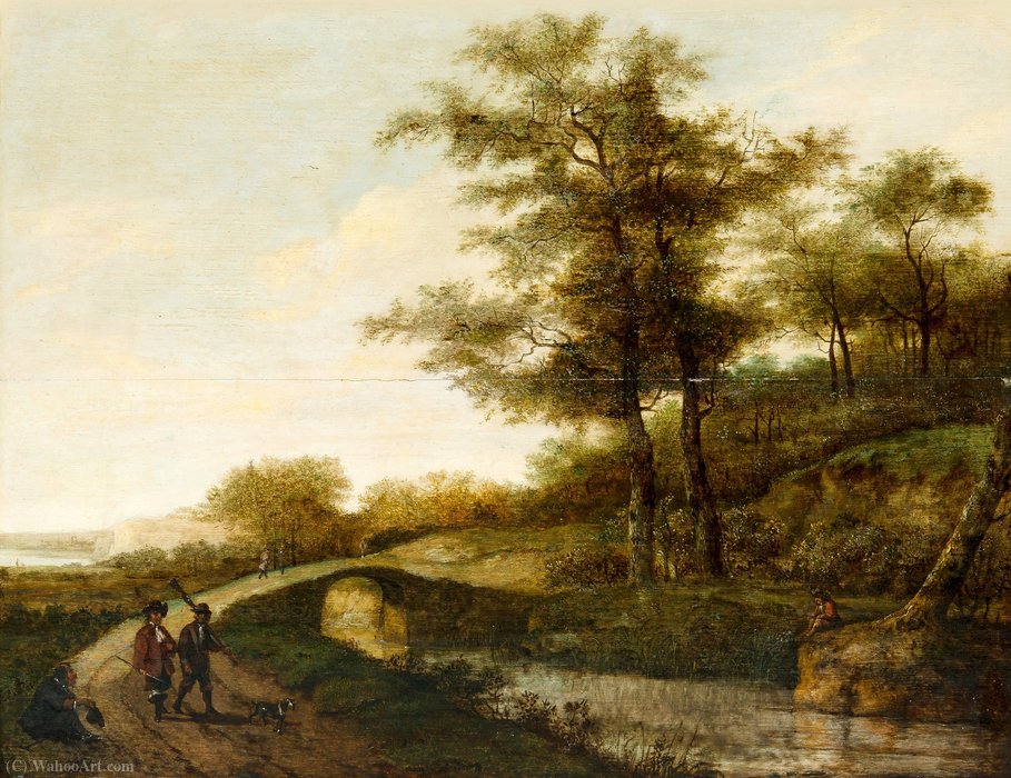 Landsacape With Village Path And Men — Pieter Jansz Van Asch